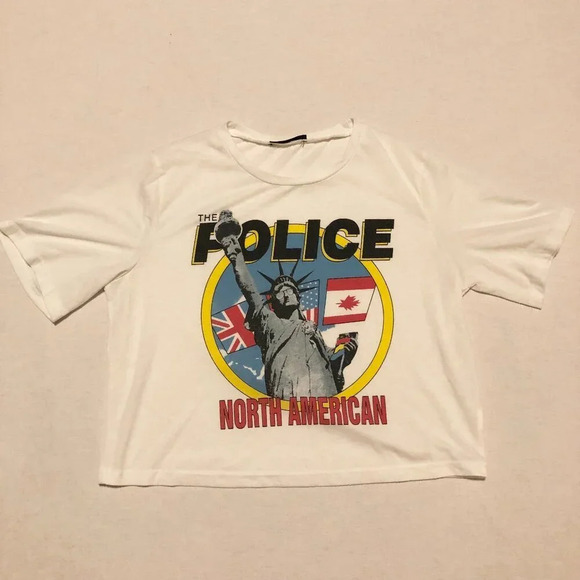The Police North America Band Tee Crop Top Shein Womens Size Small - Picture 16 of 16